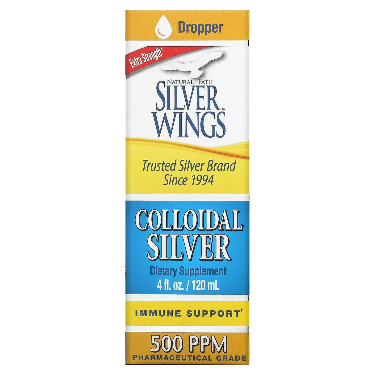 Natural Path Silver Wings, Colloidal Silver, 500 PPM, 2 fl oz (60 ml) - Supply Center USA