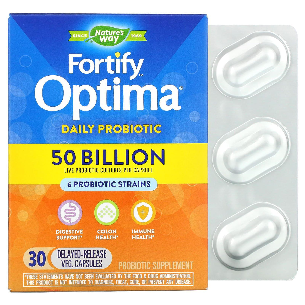 Nature's Way, Fortify Optima Daily Probiotic , 50 Billion, 30 Delayed-Release Vegetarian Capsules - Supply Center USA