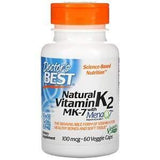 Doctor's Best, Natural Vitamin K2 MK-7 with MenaQ7, 100 mcg, 60 Veggie Caps - Supply Center USA