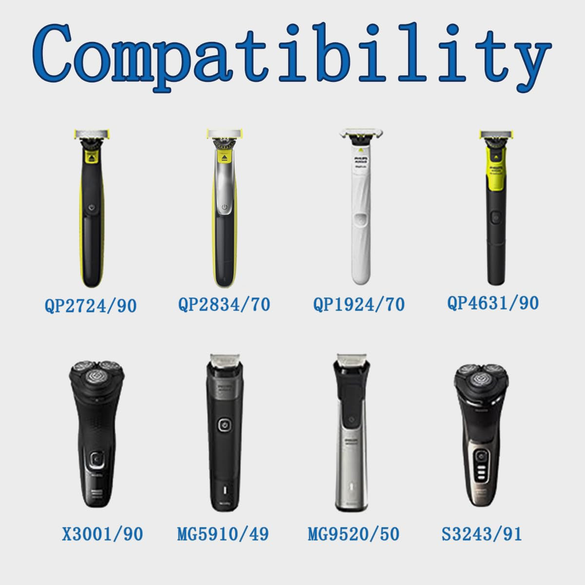 Charger Cord for Philips Norelco Oneblade QP2724, QP2834, QP1324, MG5910, MG7910, MG9510, X3001, X5006, Shaver 2400 One Blade Charging Cord - 2 Pack