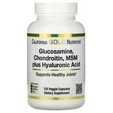 California Gold Nutrition, Glucosamine, Chondroitin, MSM Plus Hyaluronic Acid, 120 Veggie Caps - Supply Center USA