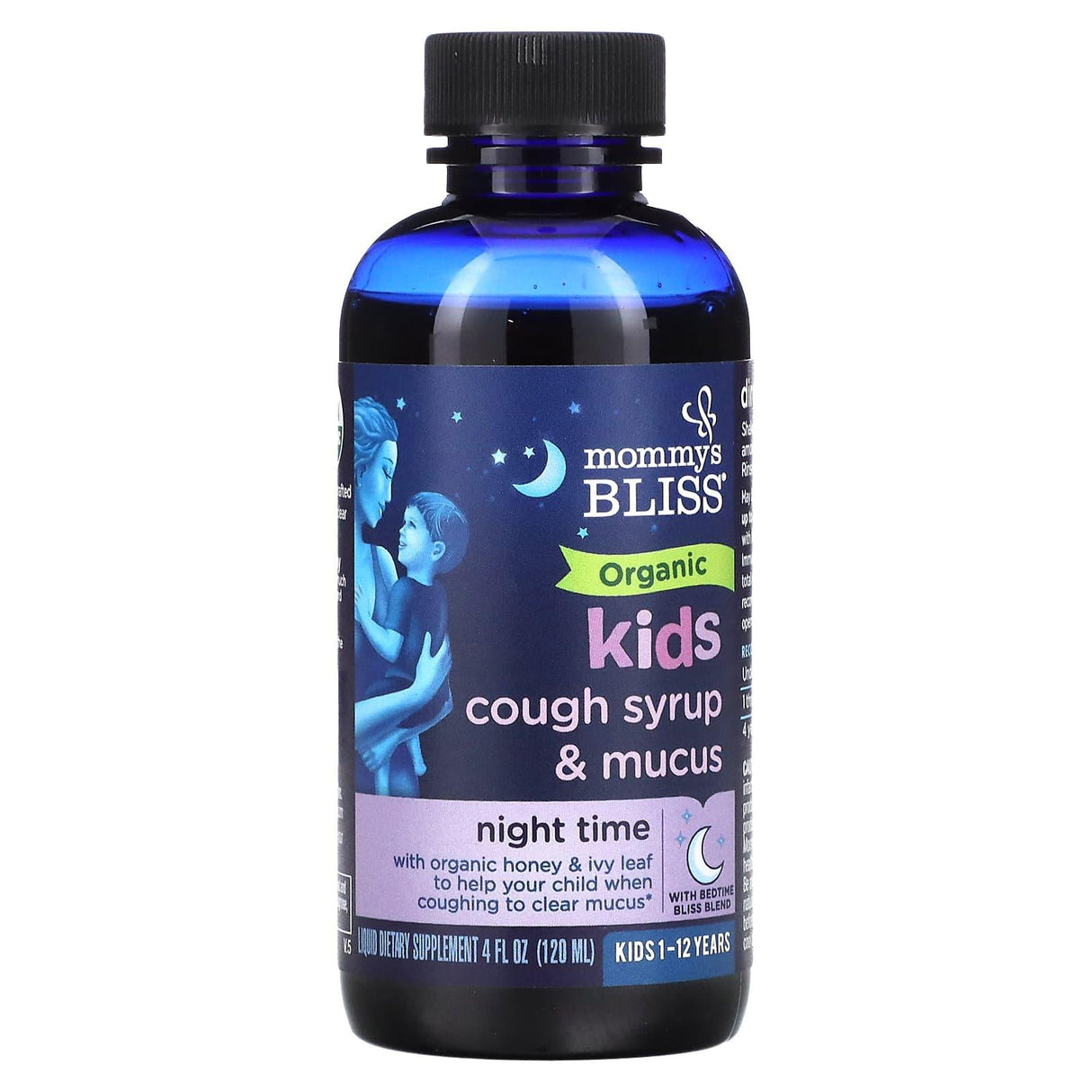 Mommy's Bliss, Kids, Organic Cough Syrup & Mucus, Night Time, 1-12 Yrs, 4 fl oz (120 ml) - Supply Center USA