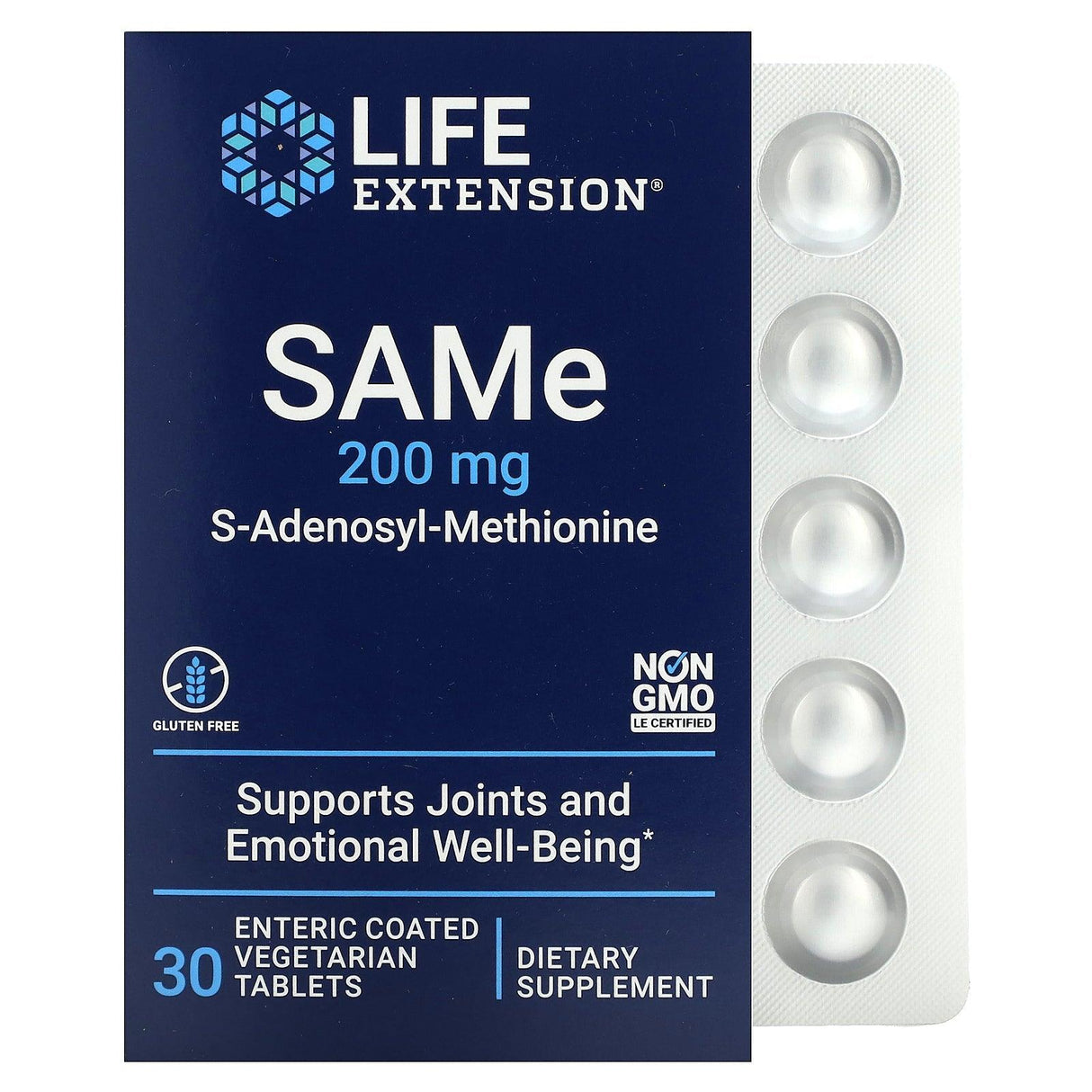 Life Extension, SAMe S-Adenosyl-Methionine, 200 mg, 30 Enteric Coated Vegetarian Tablets - Supply Center USA