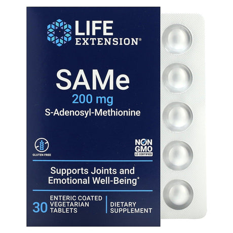 Life Extension, SAMe S-Adenosyl-Methionine, 400 mg, 60 Enteric Coated Vegetarian Tablets - Supply Center USA