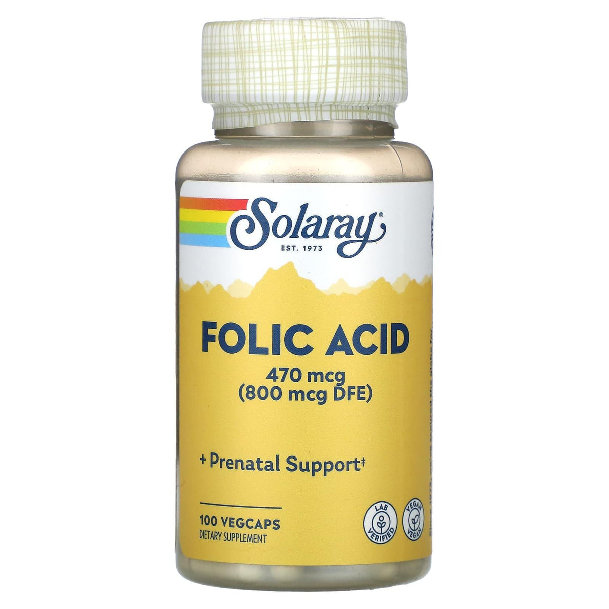 Solaray, Folic Acid, 470 mcg, 100 VegCaps - Supply Center USA