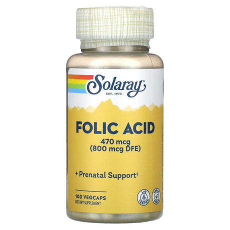 Solaray, Folic Acid, 470 mcg, 100 VegCaps - Supply Center USA