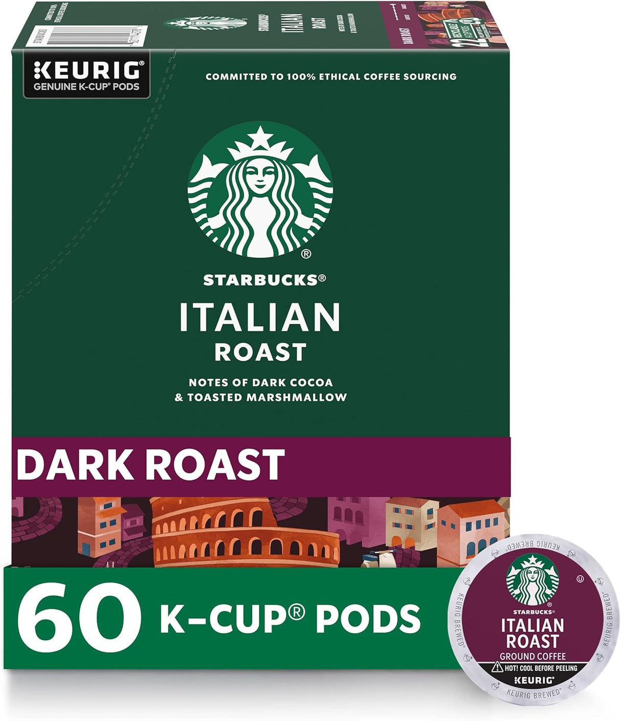 Starbucks K-Cup Coffee Pods, Dark Roast Coffee, French Roast for Keurig Brewers, 100% Arabica, 4 Boxes (96 Pods Total)