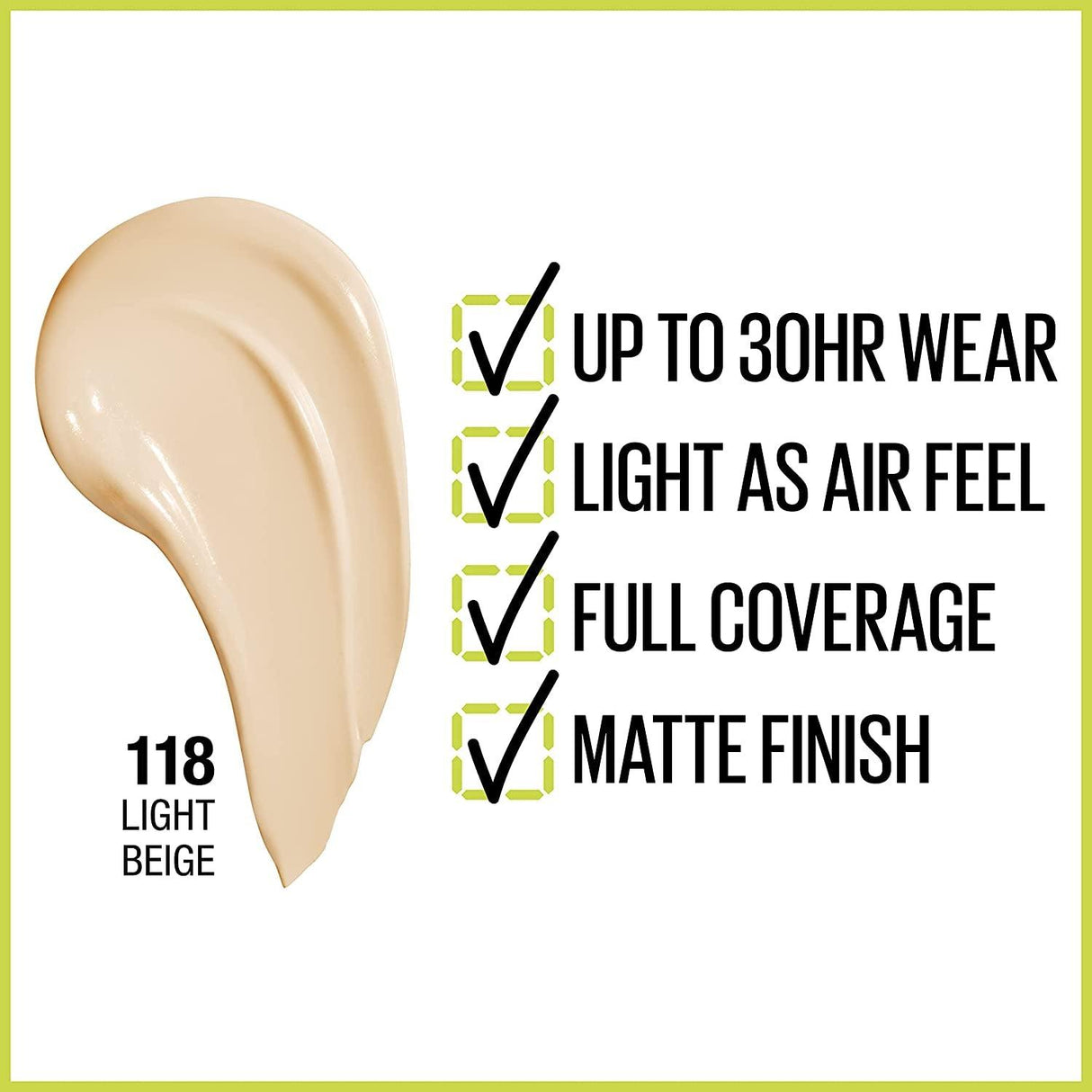 Maybelline Super Stay Full Coverage Liquid Foundation Active Wear Makeup, up to 30Hr Wear, Transfer, Sweat & Water Resistant, Matte Finish, Light Beige, 1 Count - Supply Center USA