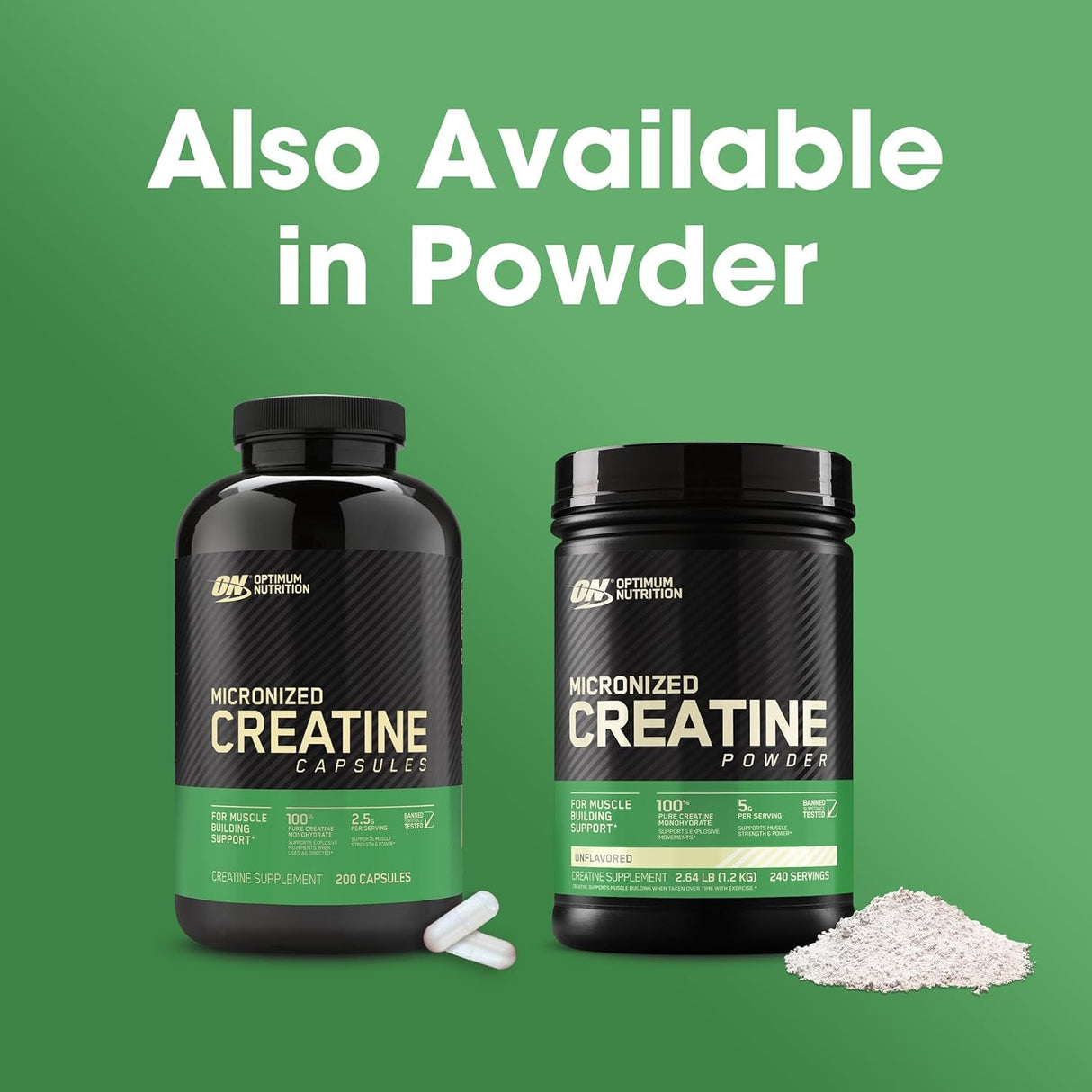Optimum Nutrition Micronized Creatine Monohydrate Capsules, Keto Friendly, 2500Mg, 300 Capsules (Packaging May Vary)
