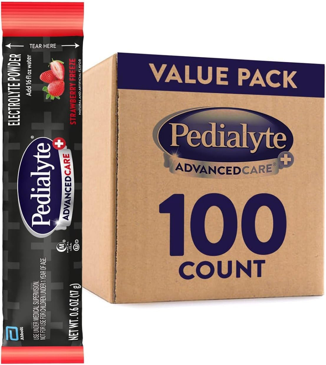 Pedialyte Multi Pack, Electrolyte Hydration Drink, 0.6 Oz Electrolyte Powder Packs, 80 Count