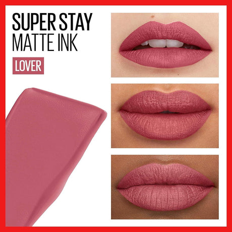 Maybelline Super Stay Matte Ink Liquid Lipstick Makeup, Long Lasting High Impact Color, up to 16H Wear, Lover, Mauve Neutral, 1 Count - Supply Center USA