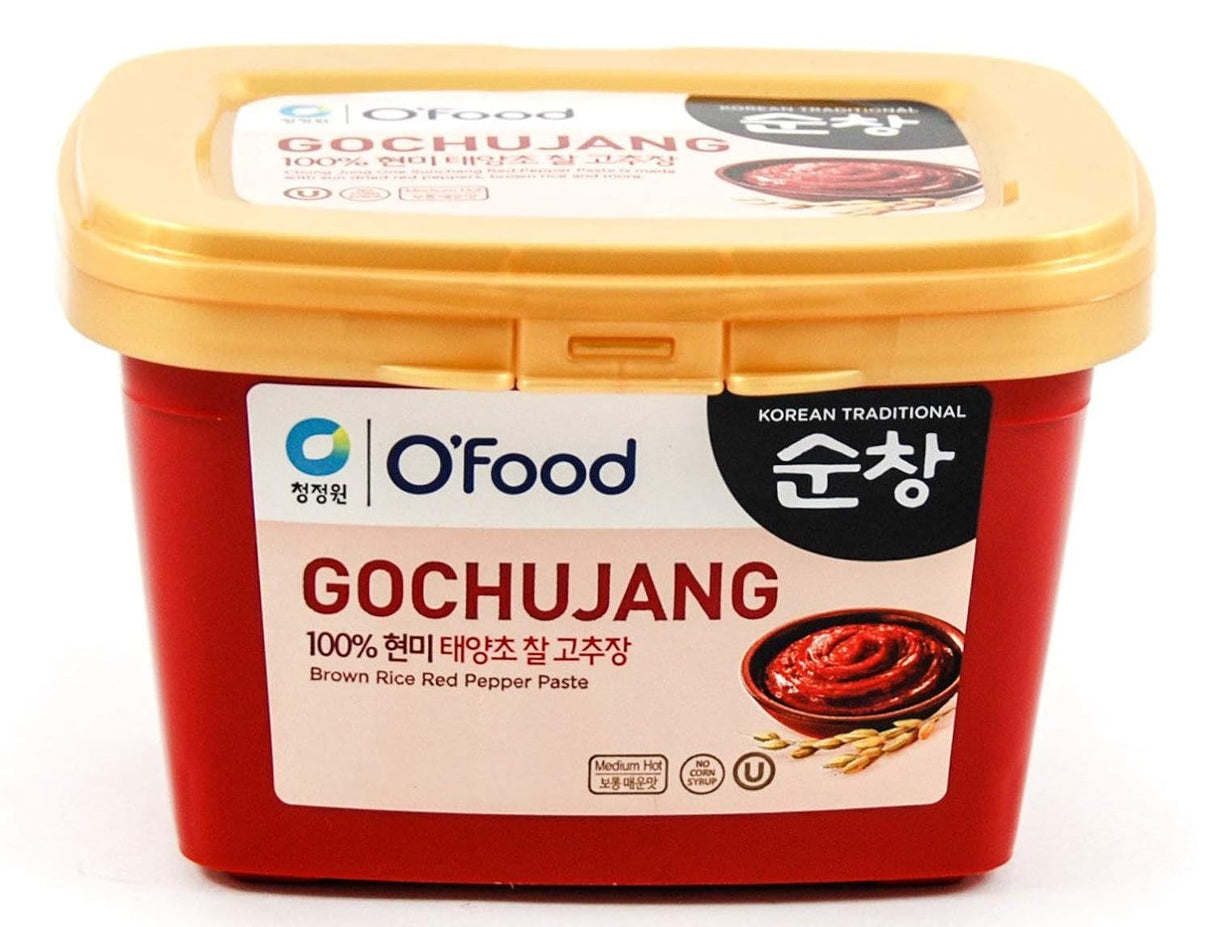 Chung Jung One O'Food Medium Gochujang 1.1Lb, Korean Red Chili Pepper Paste, Spicy, Sweet and Savory Sauce, Traditional Fermented Condiment, 100% Brown Rice, No Corn Syrup