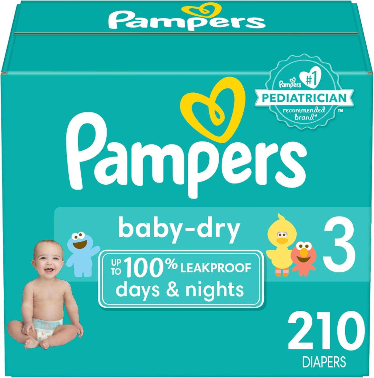 Pampers Baby Dry Diapers - Size 1, 120 Count, Absorbent Disposable Diapers