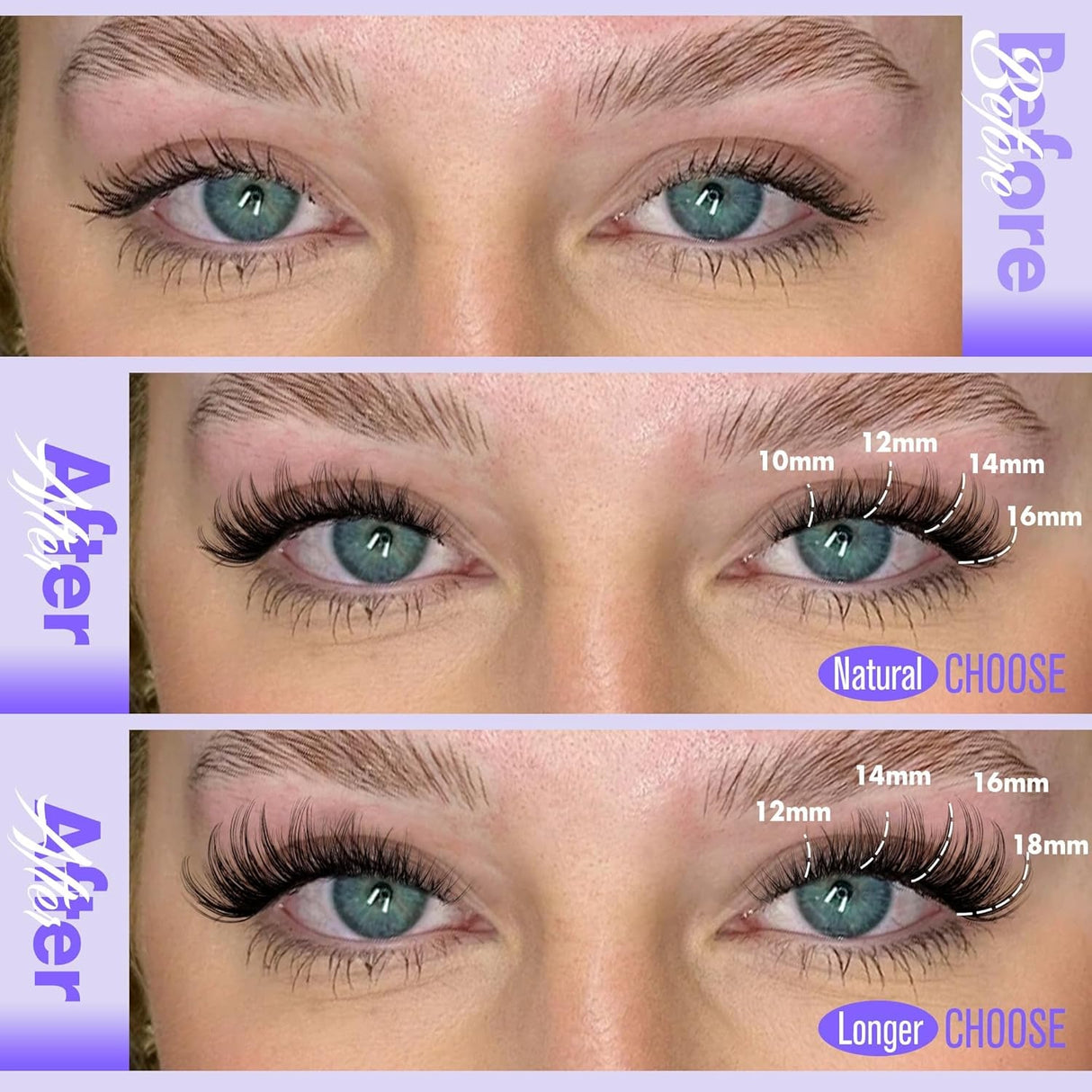 Pawotence Lash Clusters Wispy Cluster Eyelash Extensions 144Pcs Individual Lashes 10-18Mm Lash Extension DIY False Eyelashes Soft Comfortable Eyelash Clusters with Thin Band