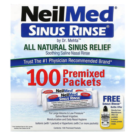 NeilMed, Sinus Rinse, All Natural Sinus Relief, 100 Premixed Packets - Supply Center USA