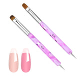 French Gel Acrylic Nail Art Brush & Dotting Tool, Premium 2 Way French Nail Art Kolinsky Brush for Professional Manicure Cuticle Clean up Nail Art Design French Tips Brushes (Size 14 & 16)