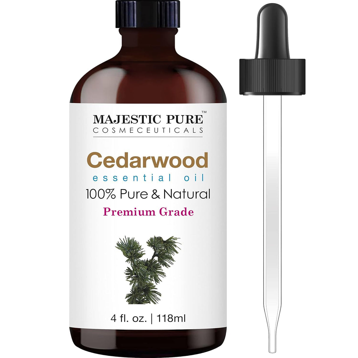 Majestic Pure Lavender Essential Oil with Glass Dropper | 100% Pure and Natural Lavender Oil | Premium Grade Essential Oils for Diffusers, Skin, Aromatherapy, Massage | 4 Fl Oz