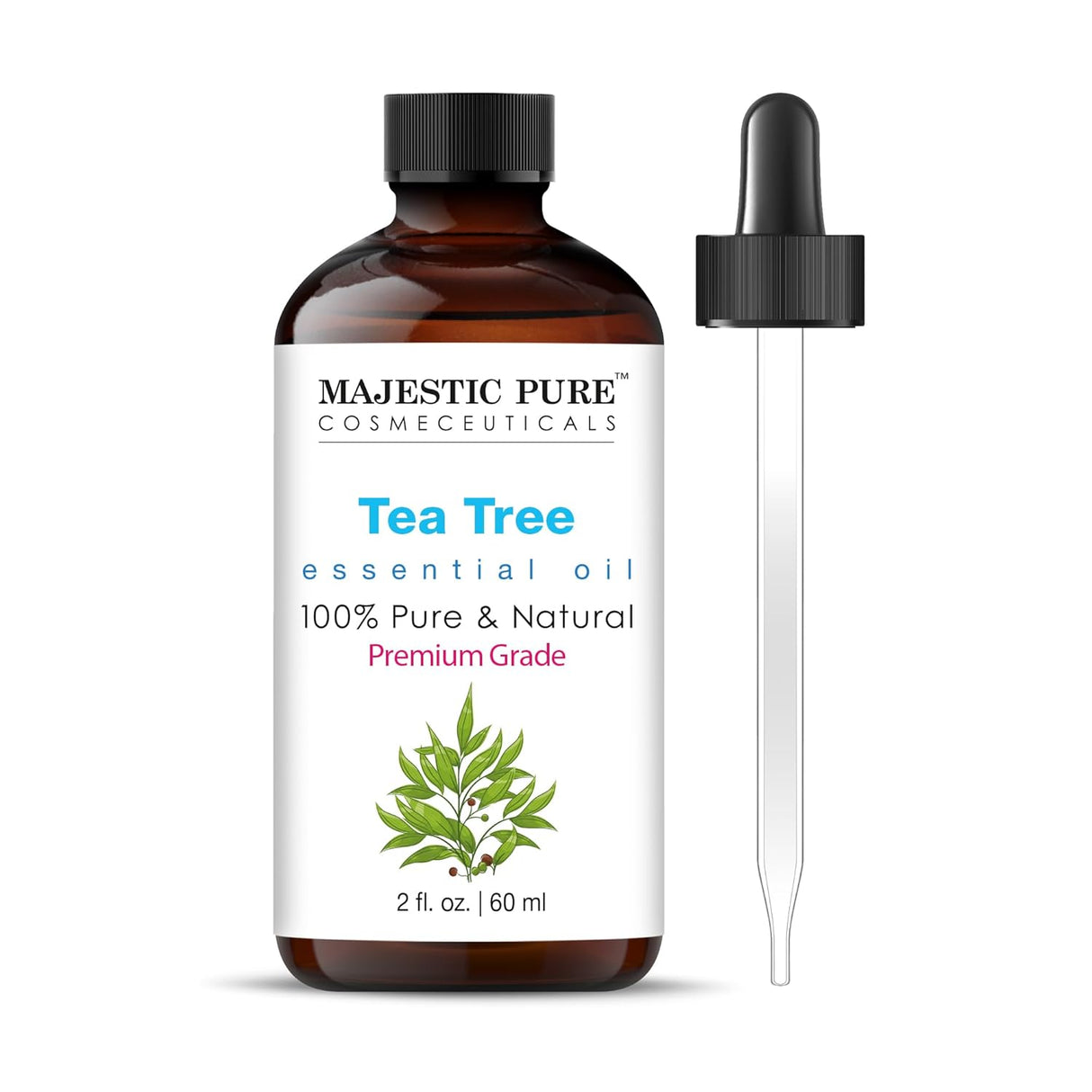 Majestic Pure Lavender Essential Oil with Glass Dropper | 100% Pure and Natural Lavender Oil | Premium Grade Essential Oils for Diffusers, Skin, Aromatherapy, Massage | 4 Fl Oz