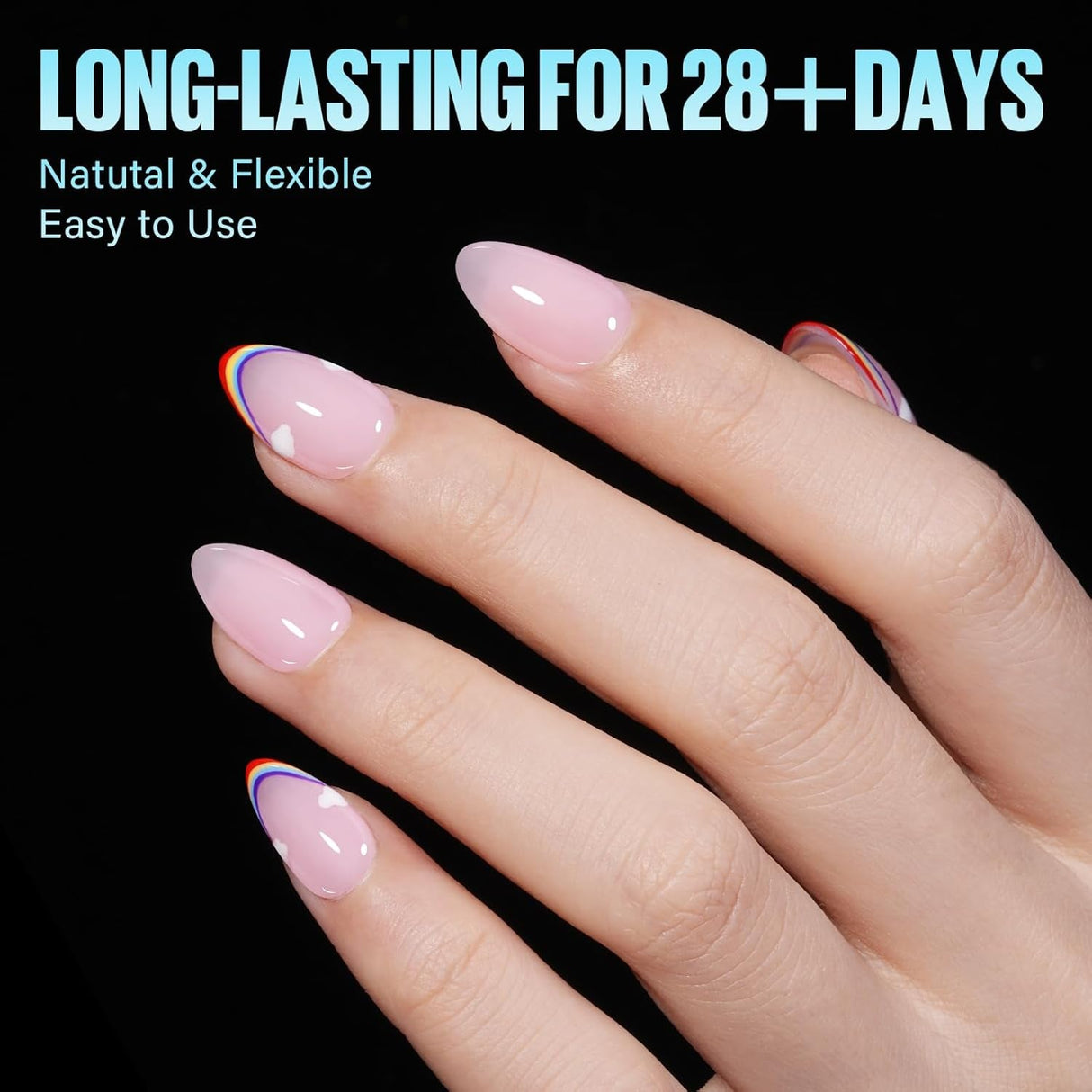 TOMICCA Short Almond Gel X Tips - Almond Shape Acrylic Nail Tips, Soft Gel Nail Tips Full Cover Nail Extensions 240Pcs for Beginner and Professional 12 Sizes