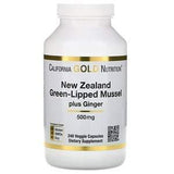 California Gold Nutrition, New Zealand, Green-Lipped Mussel Plus Ginger, Joint Health Formula, 500 mg, 240 Veggie Caps - Supply Center USA