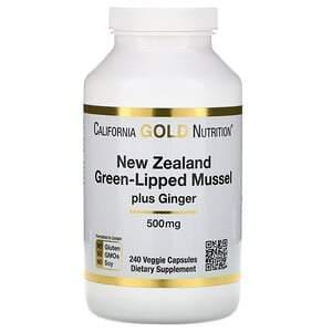 California Gold Nutrition, New Zealand, Green-Lipped Mussel Plus Ginger, Joint Health Formula, 500 mg, 240 Veggie Caps - Supply Center USA