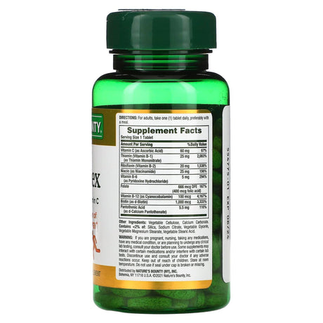 Nature's Bounty, Super B-Complex with Folic Acid Plus Vitamin C, 150 Coated Tablets - Supply Center USA