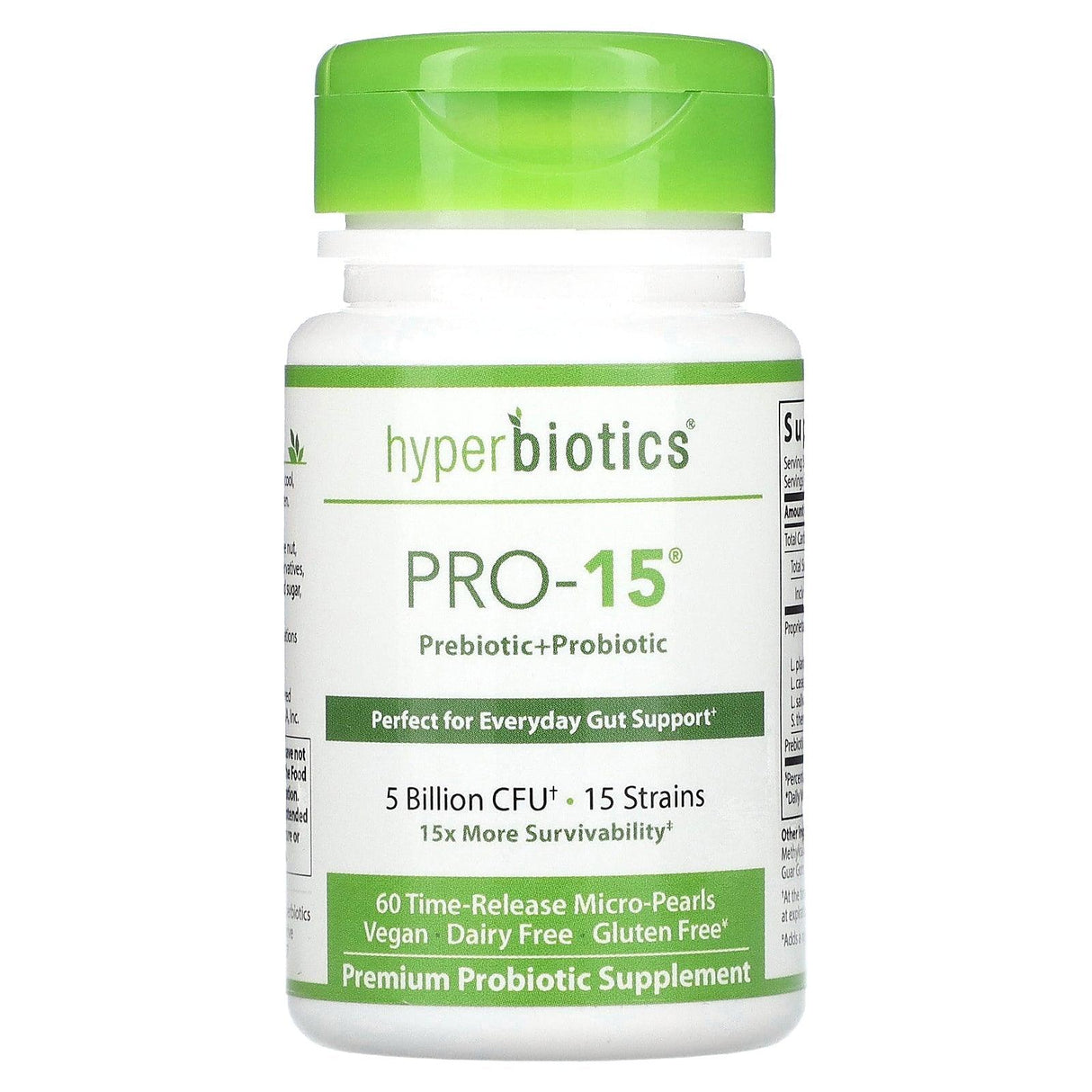 Hyperbiotics, PRO-15, Prebiotic + Probiotic, 5 Billion CFU, 60 Time-Release Micro-Pearls - Supply Center USA