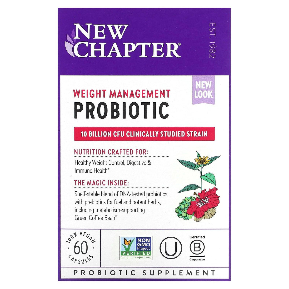 New Chapter, Weight Management Probiotic, 10 Billion CFU, 60 Vegan Capsules - Supply Center USA