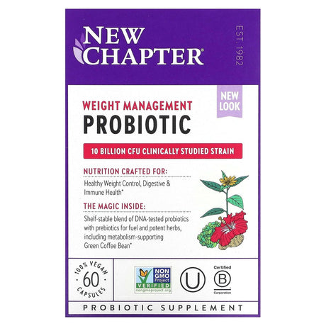 New Chapter, Weight Management Probiotic, 10 Billion CFU, 60 Vegan Capsules - Supply Center USA