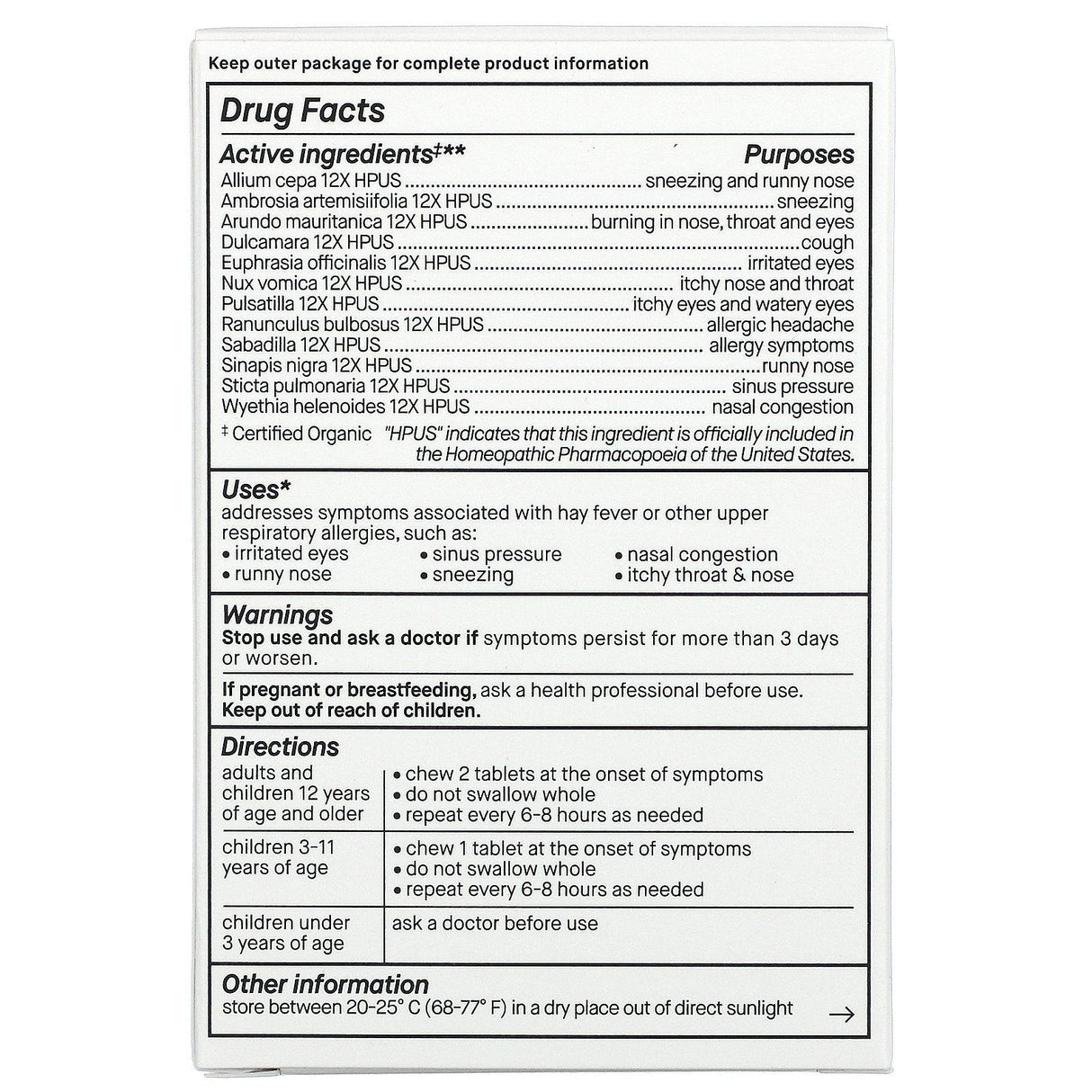 Genexa, Allergy Care, Organic Allergy & Decongestant, Organic Acai Berry , 60 Chewable Tablets - Supply Center USA