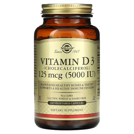 Solgar, Vitamin D3 (Cholecalciferol), 55 mcg (2,200 IU), 100 Vegetable Capsules - Supply Center USA