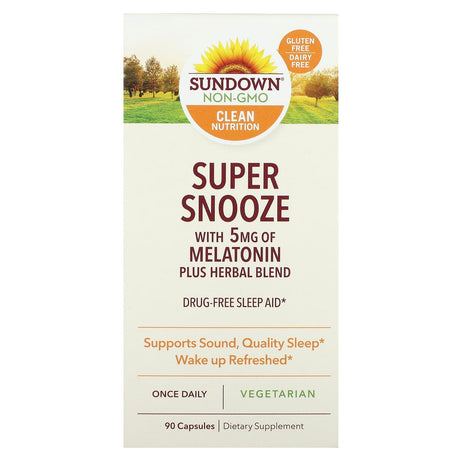 Sundown Naturals, Super Snooze Melatonin, 5 mg, 90 Capsules - Supply Center USA