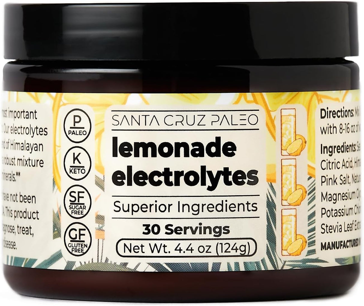Santa Cruz Paleo Electrolytes Powder with Magnesium Glycinate, Dragonfruit, Hydration Drink Mix Made with Himalayan Pink Salt, Real Sea Salt, Gluten Free, Keto, Sugar Free, Paleo, 30 Servings, 1 Jar