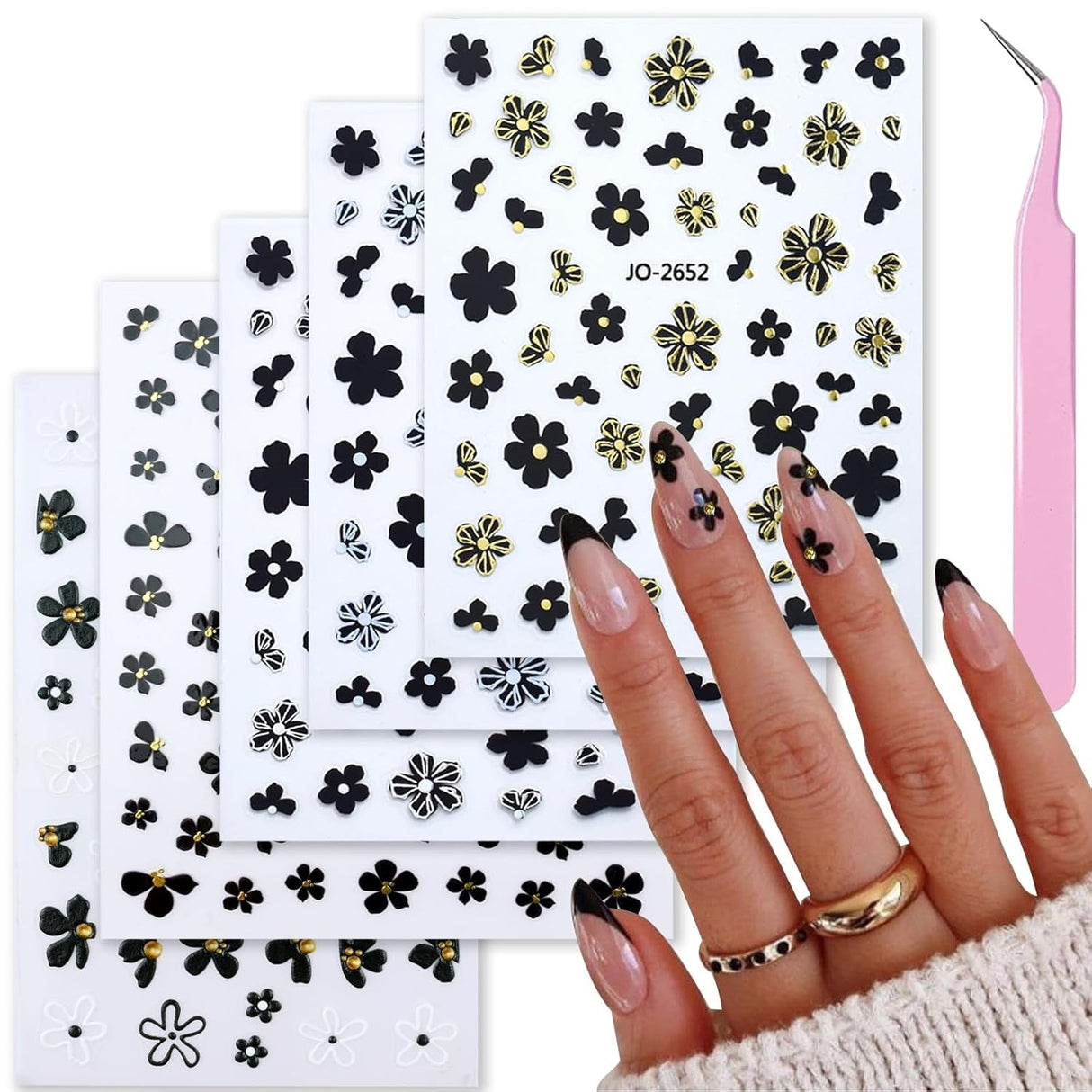 VOTACOS Flower Nail Art Stickers Decals 5D Embossed Nail Decals Spring Summer Daisy Nail Art Design Self-Adhesive Nail Supplies Accessories 3D Flower Nail Stickers for Women Nail DIY Decoration