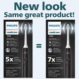 Philips Sonicare 4100 Rechargeable Electric Toothbrush, with Pressure Sensor, 2 Intensity Settings, Smartimer and Quadpacer, 14-Day Battery Life, Black, Model HX3681/24