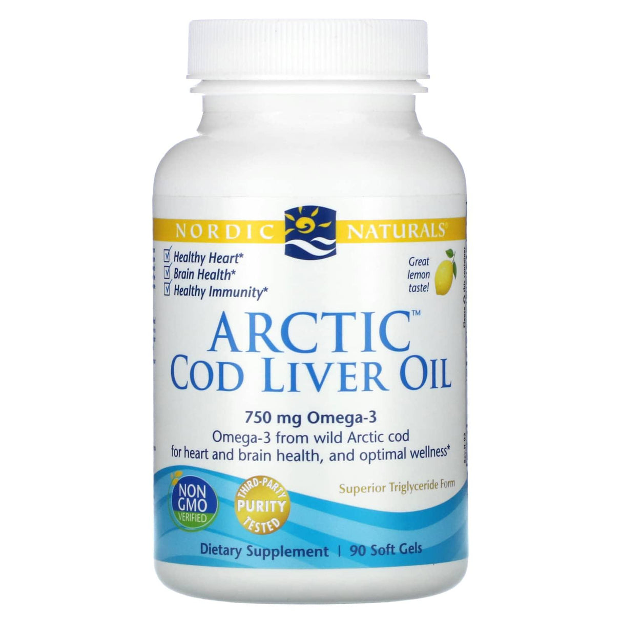 Nordic Naturals, Arctic Cod Liver Oil, Lemon, 180 Soft Gels - Supply Center USA