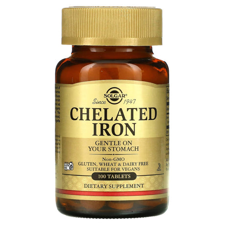 Solgar, Chelated Iron, 100 Tablets - Supply Center USA