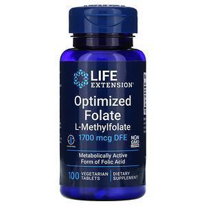 Life Extension, Optimized Folate, 1,700 mcg DFE, 100 Vegetarian Tablets - Supply Center USA