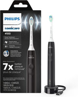 Philips Sonicare 4100 Rechargeable Electric Toothbrush, with Pressure Sensor, 2 Intensity Settings, Smartimer and Quadpacer, 14-Day Battery Life, Black, Model HX3681/24