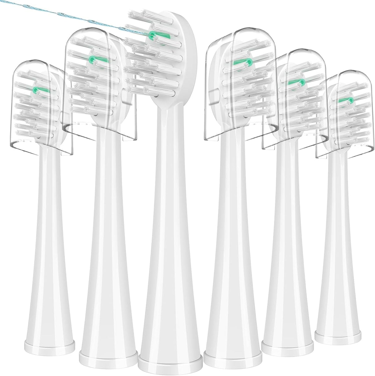 Replacement Brush Heads for Waterpik Sonic-Fusion 2.0 Flossing Toothbrush (SF-03/SF-04) and Sonic-Fusion Flossing Toothbrush (SF-01/SF-02),6 Count White with Covers