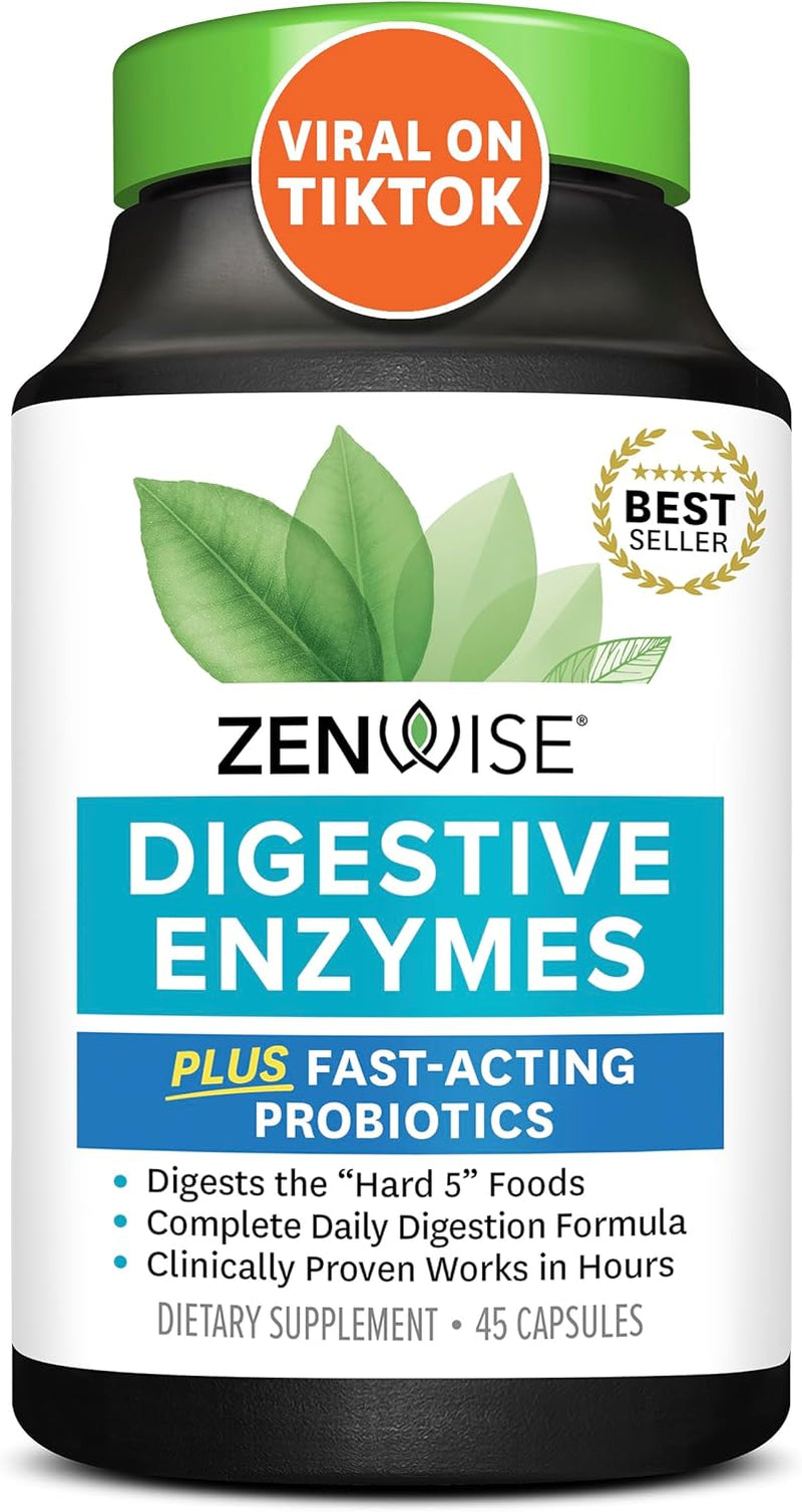 Zenwise Health Digestive Enzymes for Gut Health - Probiotic Multi Enzymes with Prebiotics and Probiotics for Women and Men for Digestive Health and Bloating Relief, Daily Enzymes for Digestion -180 CT