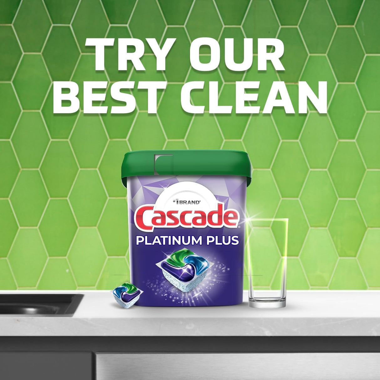 Cascade Platinum plus Dishwasher Pod, Dish Detergent Actionpacs, Dishwasher Detergent, Fresh, 52 Count