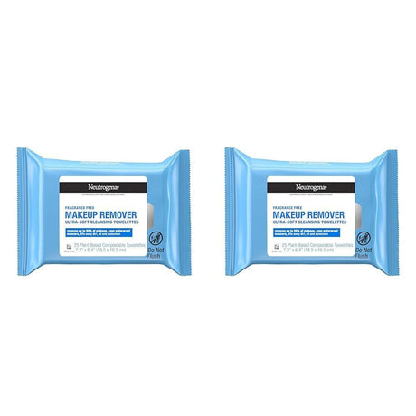 Neutrogena Fragrance-Free Makeup Remover Wipes, Daily Facial Cleanser Towelettes, Gently Removes Oil & Makeup, Alcohol-Free Makeup Wipes, 25 Ct - Supply Center USA