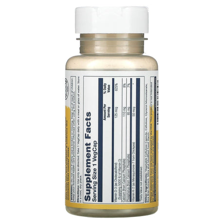 Solaray, Vitamin D3 + K2, 60 VegCaps - Supply Center USA