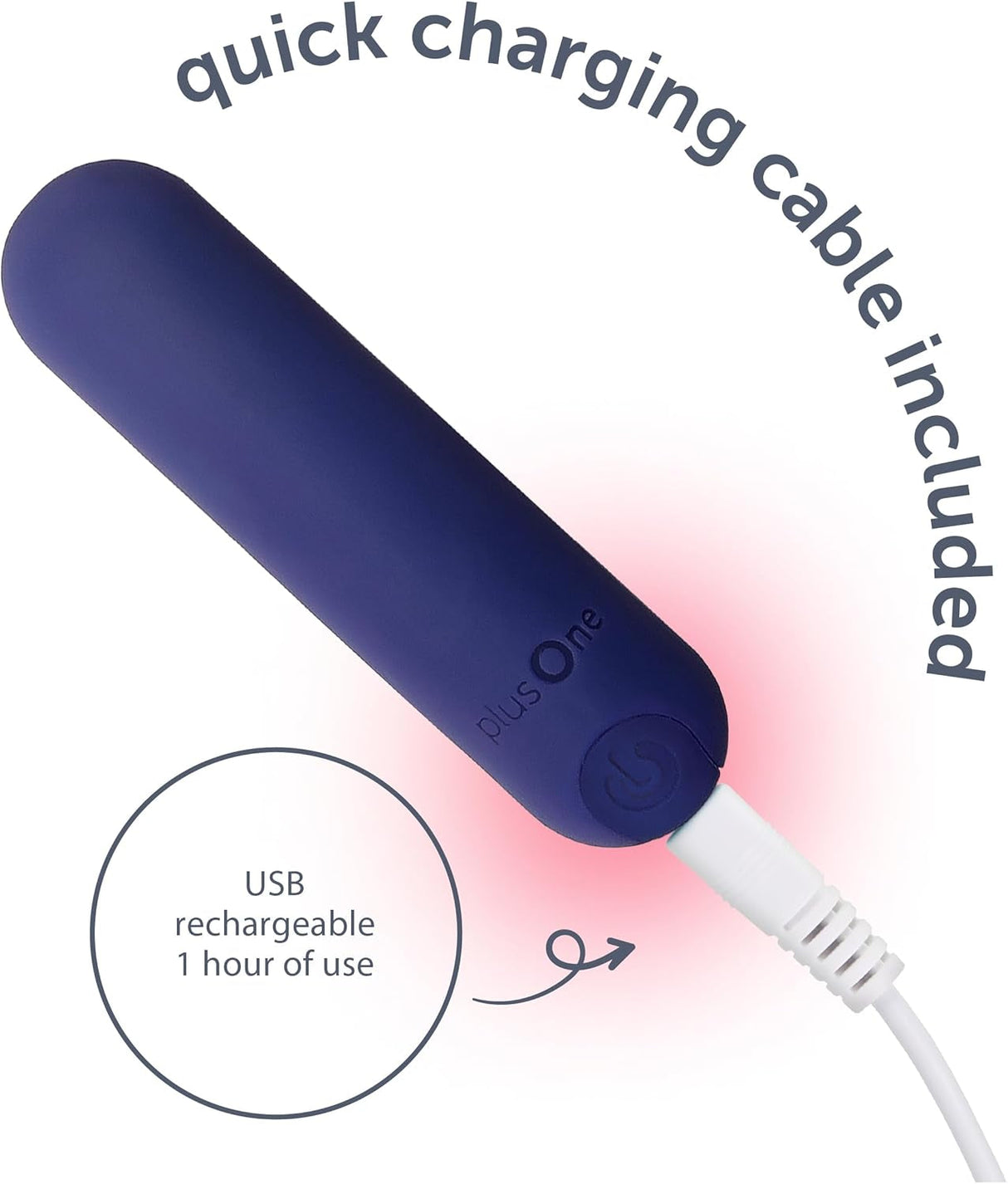 Plusone Bullet Vibrator for Women, Mini Vibrator Made of Body-Safe Silicone, Fully Waterproof, USB Rechargeable, Personal Massager with 10 Vibration Settings, Purple