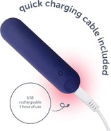 Plusone Bullet Vibrator for Women, Mini Vibrator Made of Body-Safe Silicone, Fully Waterproof, USB Rechargeable, Personal Massager with 10 Vibration Settings, Purple