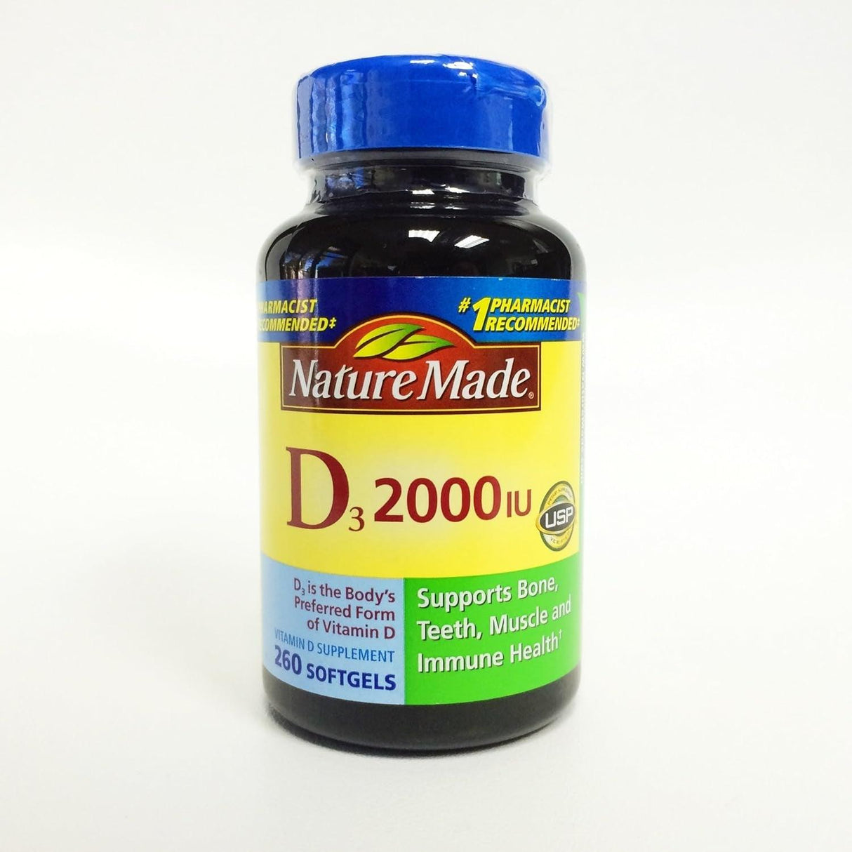 Nature Made Vitamin D3 2000 IU (50 Mcg), Dietary Supplement for Bone, Teeth, Muscle and Immune Health Support, 90 Softgels, 90 Day Supply - Supply Center USA