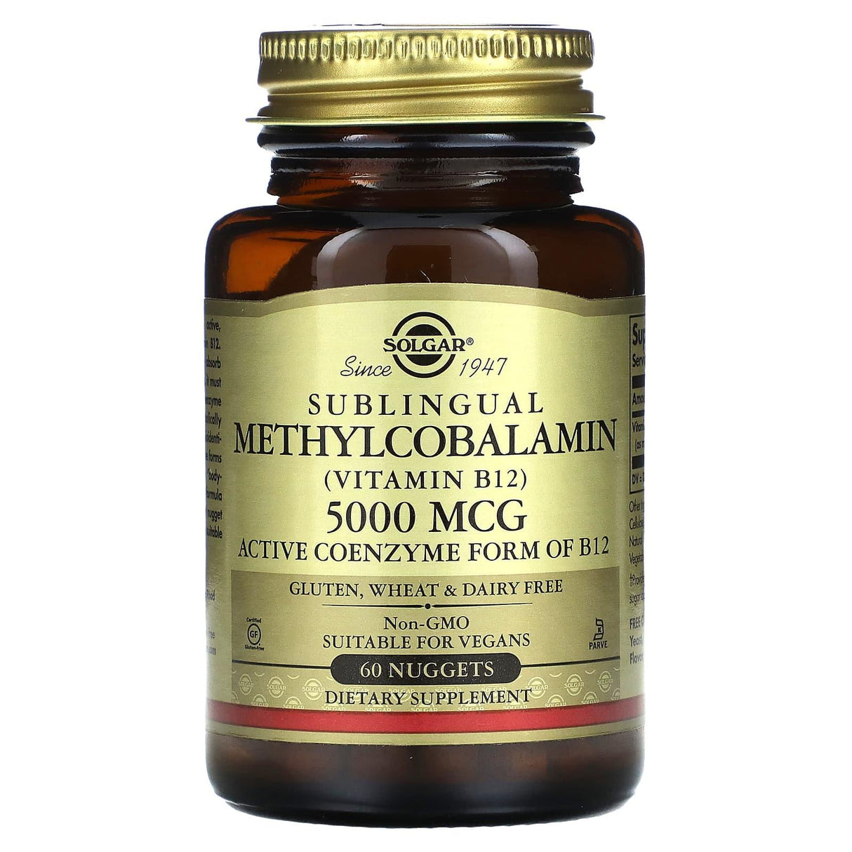 Solgar, Sublingual Methylcobalamin (Vitamin B12), 5,000 mcg, 60 Nuggets - Supply Center USA