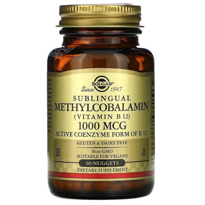 Solgar, Sublingual Methylcobalamin (Vitamin B12), 1,000 mcg, 60 Nuggets - Supply Center USA