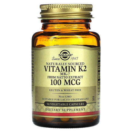 Solgar, Naturally Sourced Vitamin K2, 100 mcg, 50 Vegetable Capsules - Supply Center USA